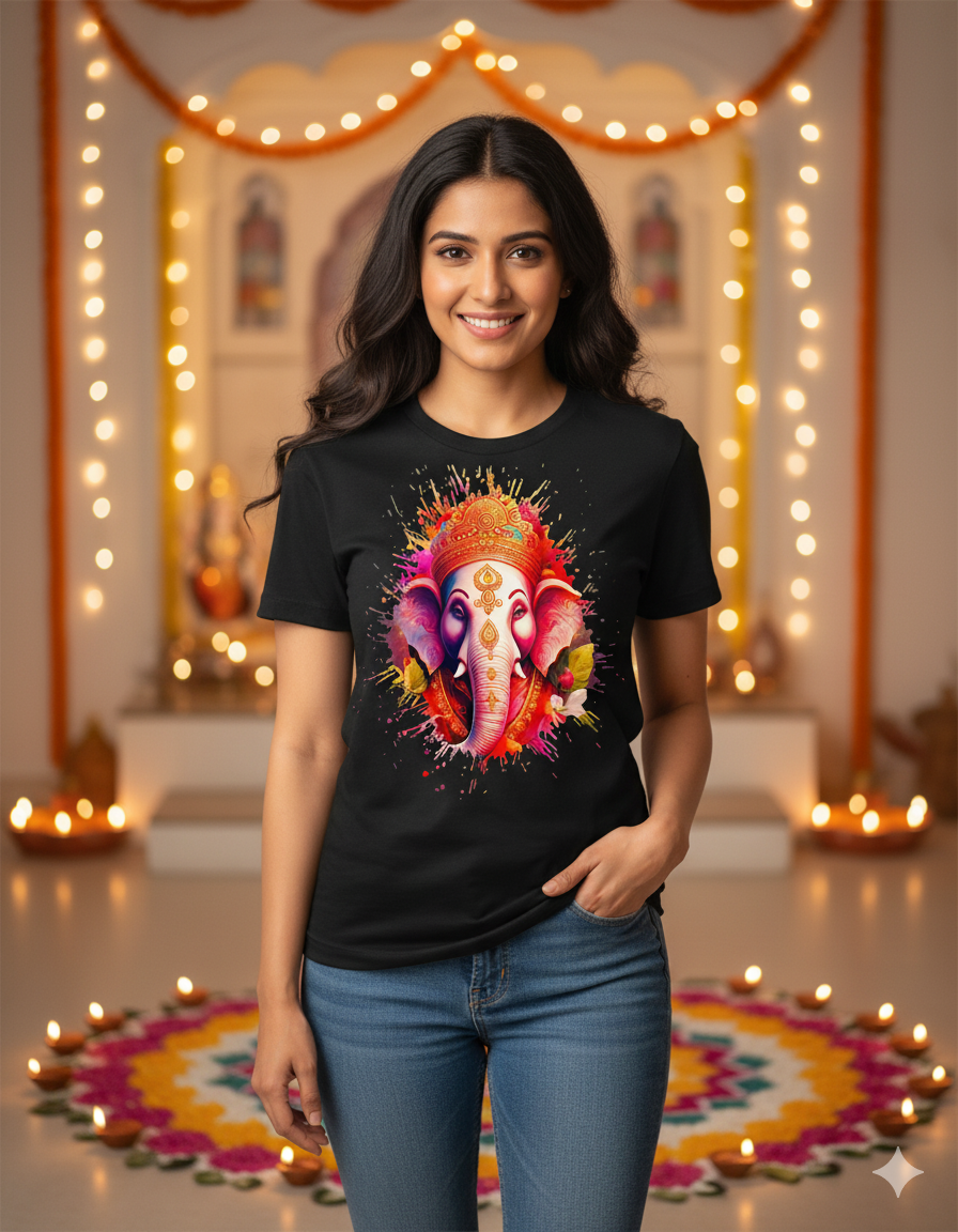 Vearit Lord Ganesha Graphic Printed T-Shirt for Men & Women