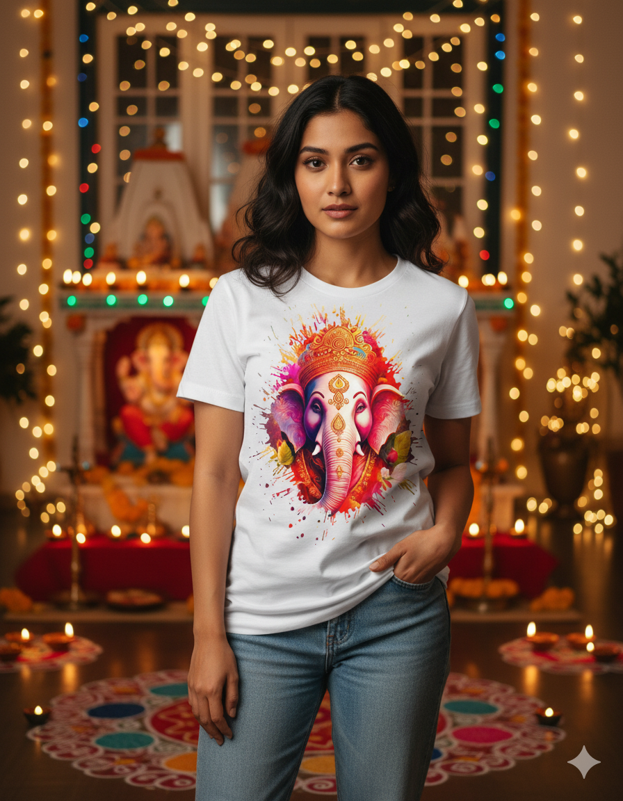 Vearit Lord Ganesha Graphic Printed T-Shirt for Men & Women