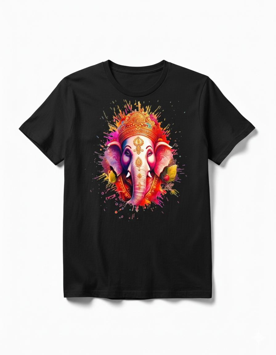 Vearit Lord Ganesha Graphic Printed T-Shirt for Men & Women