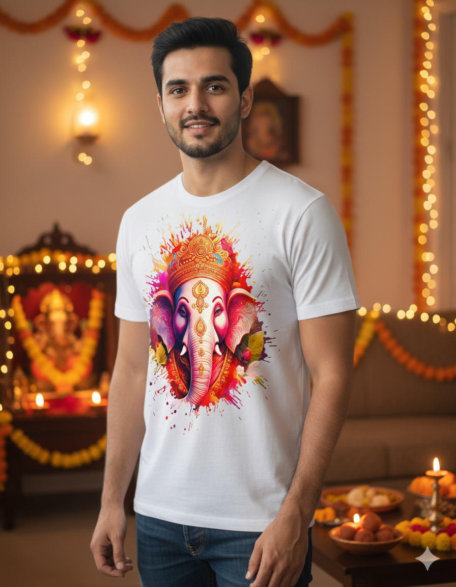 Vearit Lord Ganesha Graphic Printed T-Shirt for Men & Women