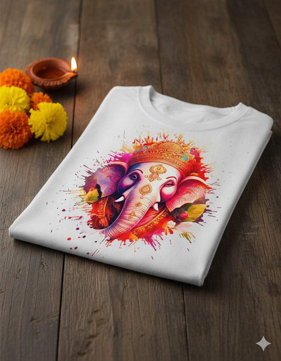 Vearit Lord Ganesha Graphic Printed T-Shirt for Men & Women
