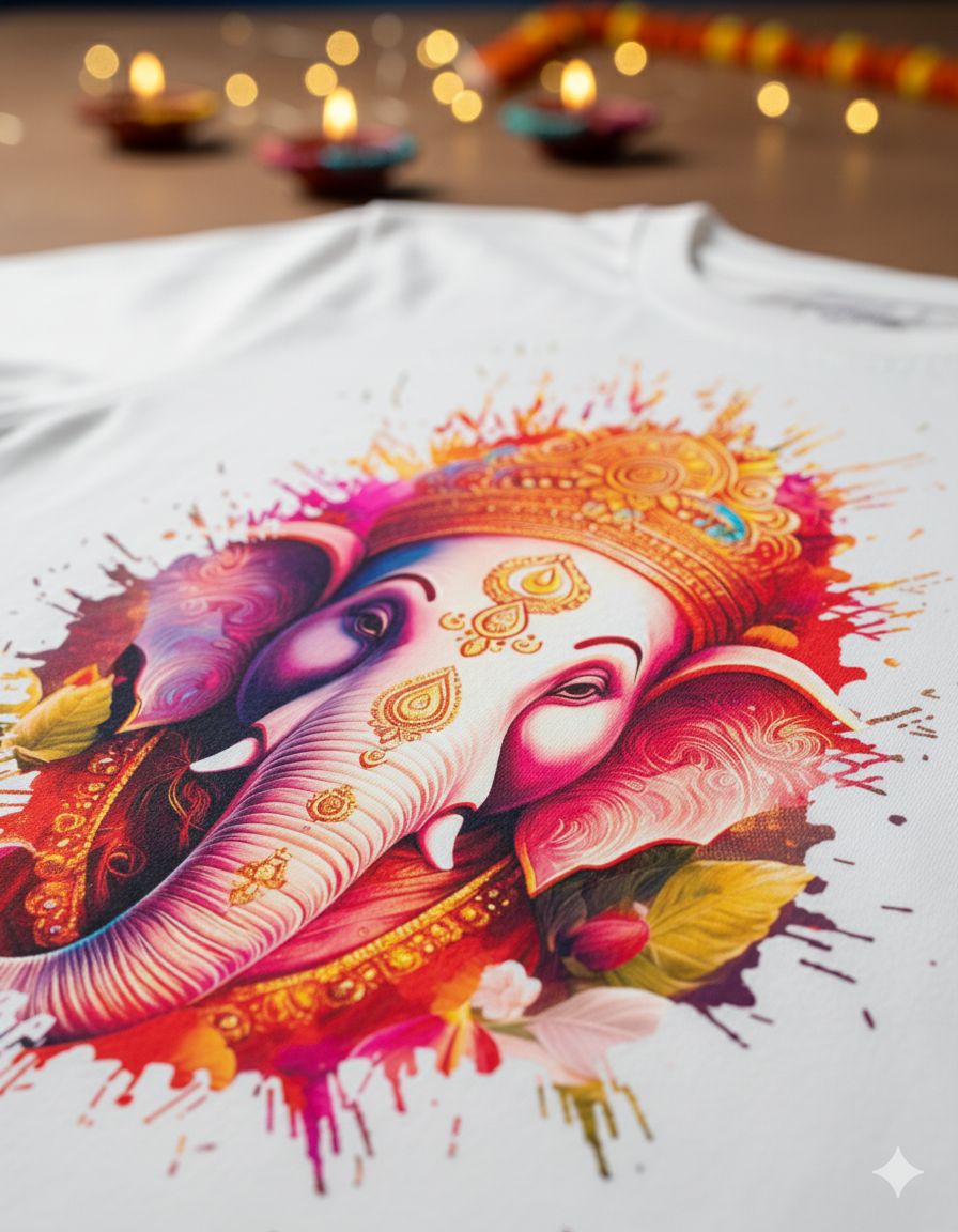 Vearit Lord Ganesha Graphic Printed T-Shirt for Men & Women