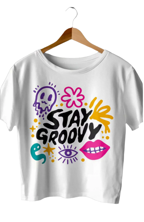 180 GSM  100% cotton Groovy Crop Top