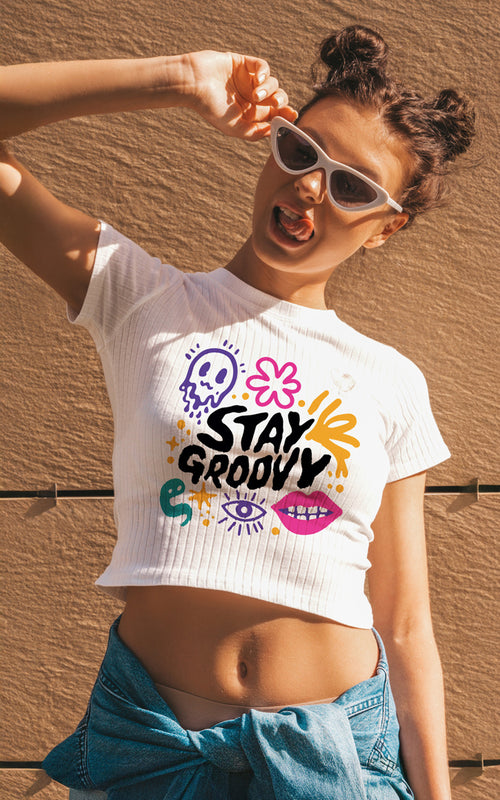 180 GSM  100% cotton Groovy Crop Top
